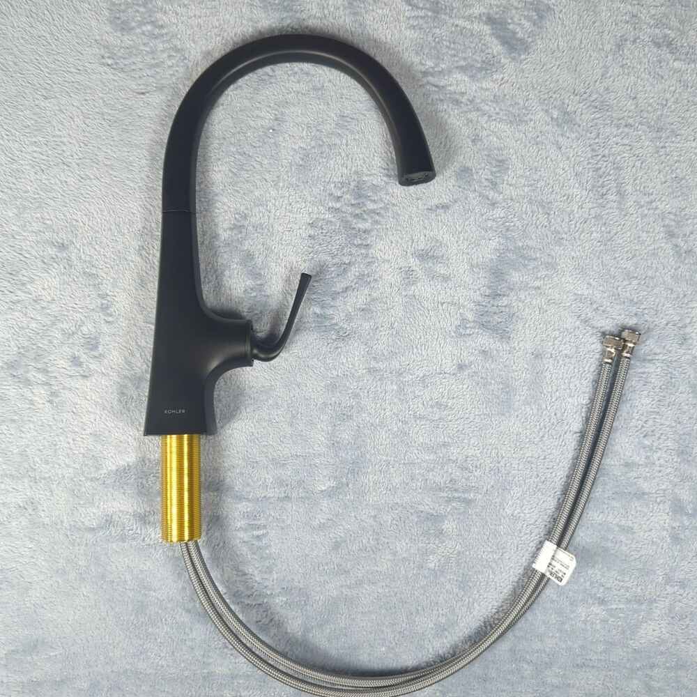 Kohler K-22065-BL Graze Kitchen & Bar Sink Faucet w/ Swing Spout - Matte Black